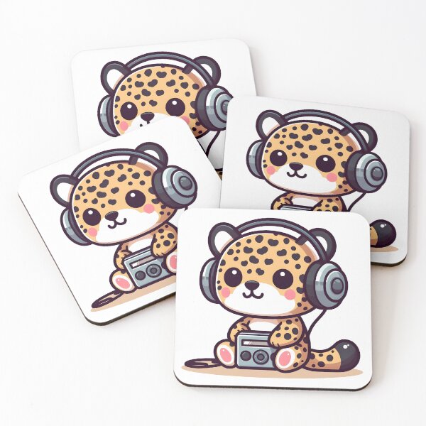 Item preview, Kawaii Jaguar With Headphones designed and sold by CanvasCutie.