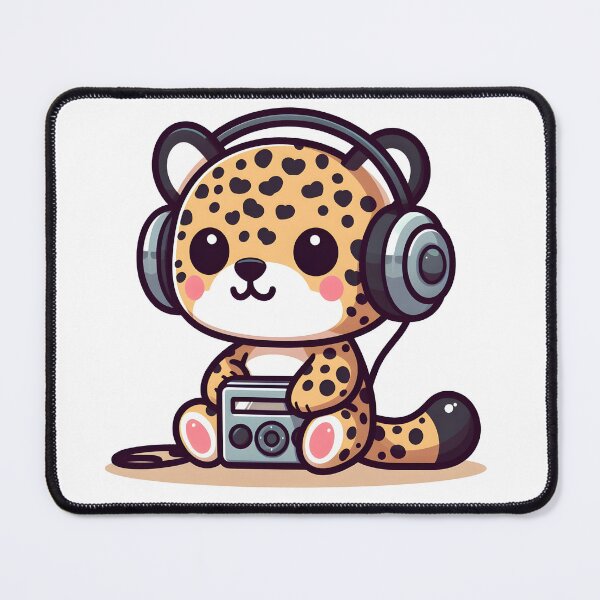 Item preview, Kawaii Jaguar With Headphones designed and sold by CanvasCutie.