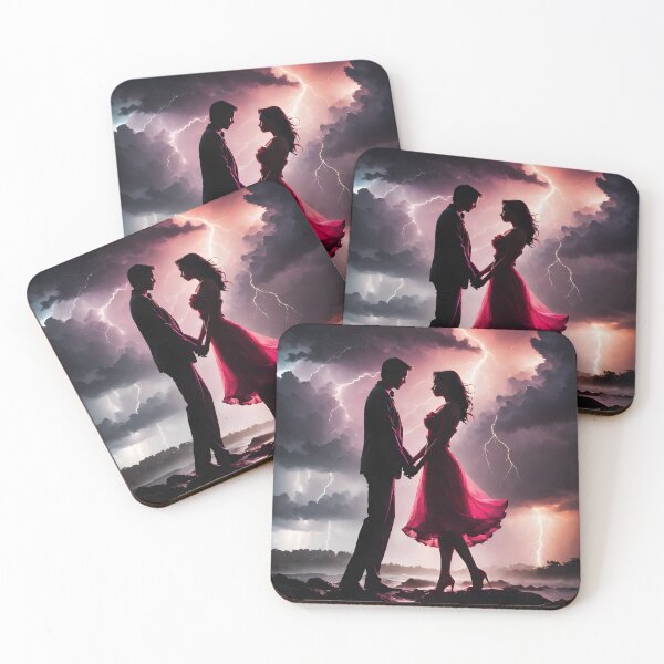 Item preview, Romantic couple caught in thunderstorm designed and sold by Geek-Girl-Art.