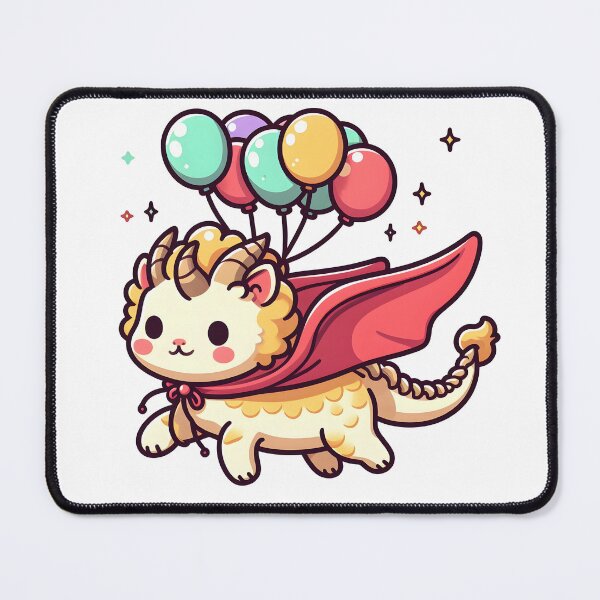 Item preview, Kawaii Delightful Chimera With Cape Flying With Balloons designed and sold by CanvasCutie.