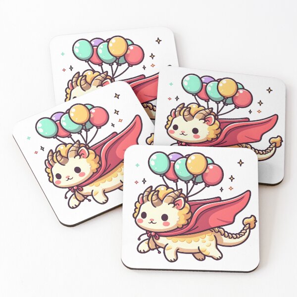 Item preview, Kawaii Delightful Chimera With Cape Flying With Balloons designed and sold by CanvasCutie.
