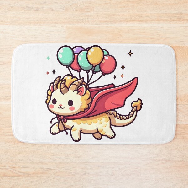 Item preview, Kawaii Delightful Chimera With Cape Flying With Balloons designed and sold by CanvasCutie.
