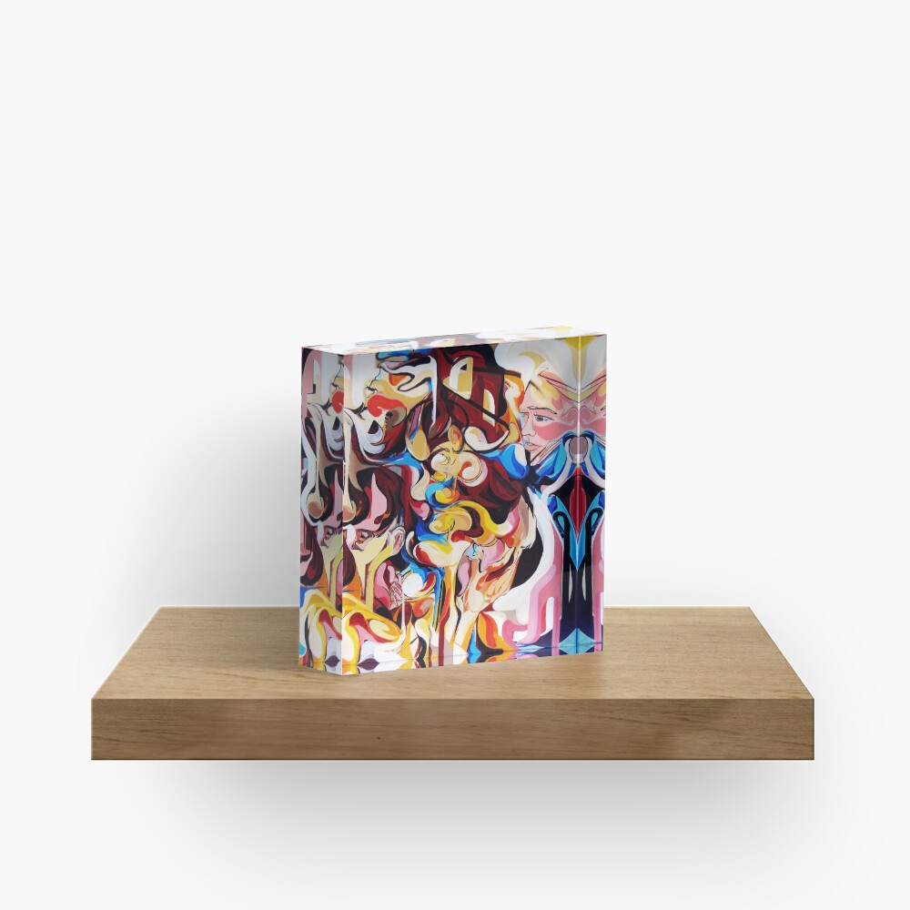 Expressive Abstract People Composition painting Acrylic Block