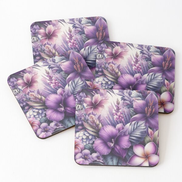 Item preview,  Hawaiian Tropical Floral  Seamless Pattern, watercolor,  purple designed and sold by asbno19.