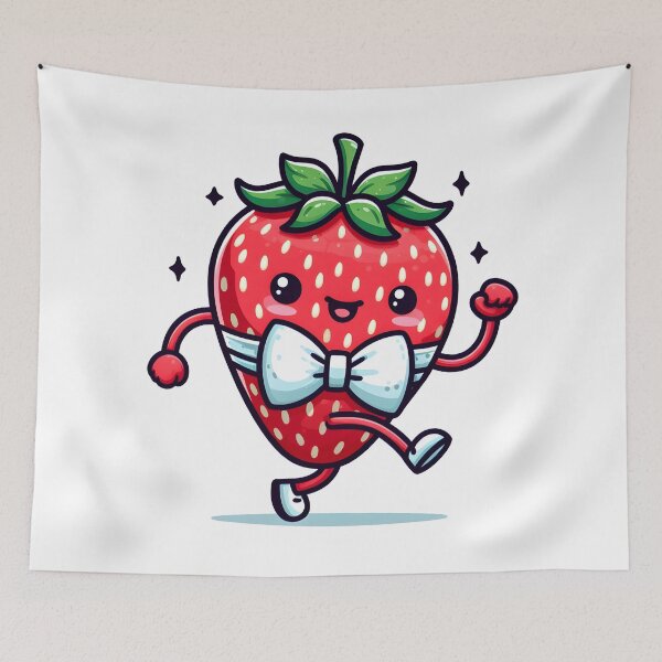 Item preview, Kawaii Strawberry With Bow Tie designed and sold by CanvasCutie.