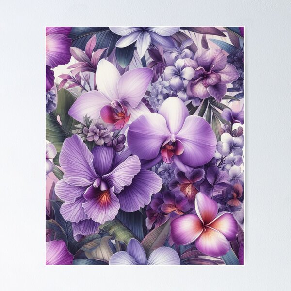 Item preview, Hawaiian Tropical Floral  Seamless Pattern, watercolor,  purple designed and sold by asbno19.