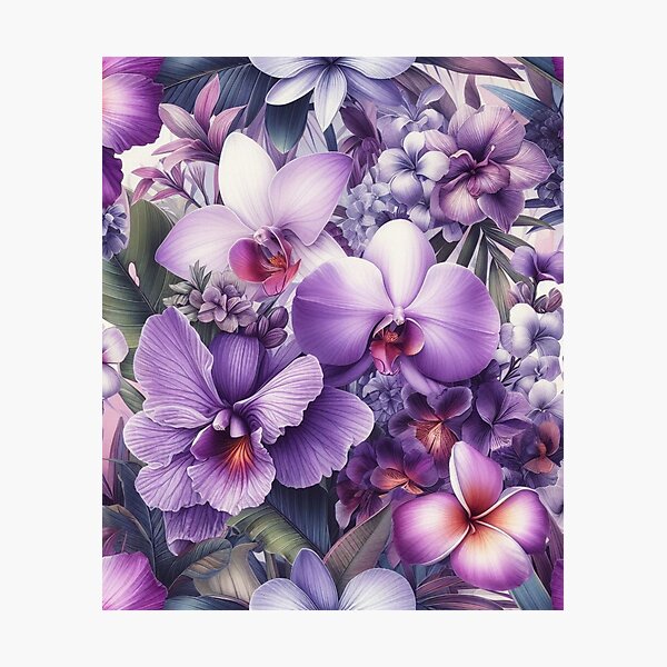 Item preview, Hawaiian Tropical Floral  Seamless Pattern, watercolor,  purple designed and sold by asbno19.
