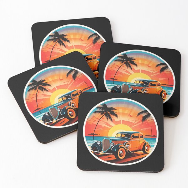 Item preview, Palm Tree Sunset Classic Car By the Ocean designed and sold by NautiChic.
