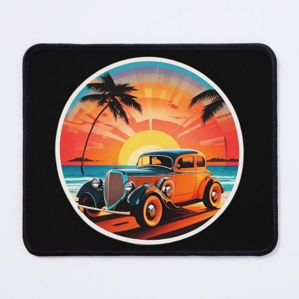 Item preview, Palm Tree Sunset Classic Car By the Ocean designed and sold by NautiChic.