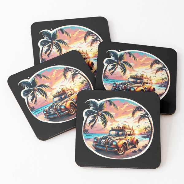 Item preview, Palm Tree Surfer Car By the Ocean designed and sold by NautiChic.