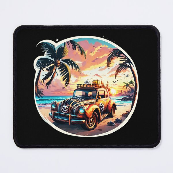 Item preview, Palm Tree Surfer Car By the Ocean designed and sold by NautiChic.