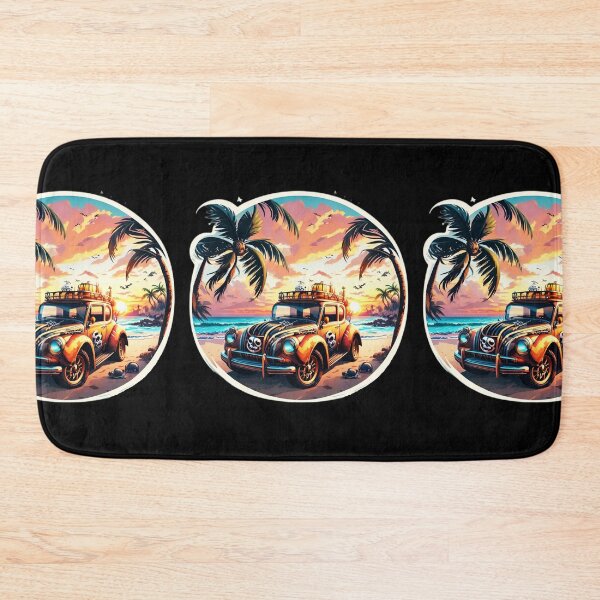 Item preview, Palm Tree Surfer Car By the Ocean designed and sold by NautiChic.