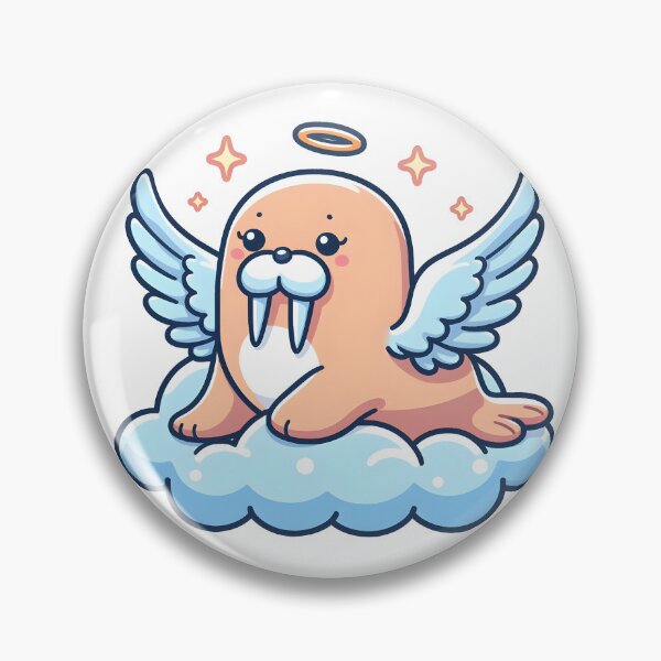 Item preview, Kawaii Walrus With Angel Wings Sitting On A Cloud designed and sold by CanvasCutie.