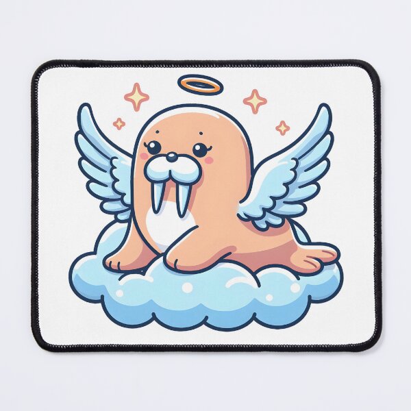 Item preview, Kawaii Walrus With Angel Wings Sitting On A Cloud designed and sold by CanvasCutie.