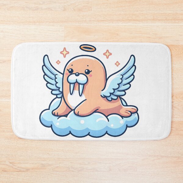 Item preview, Kawaii Walrus With Angel Wings Sitting On A Cloud designed and sold by CanvasCutie.