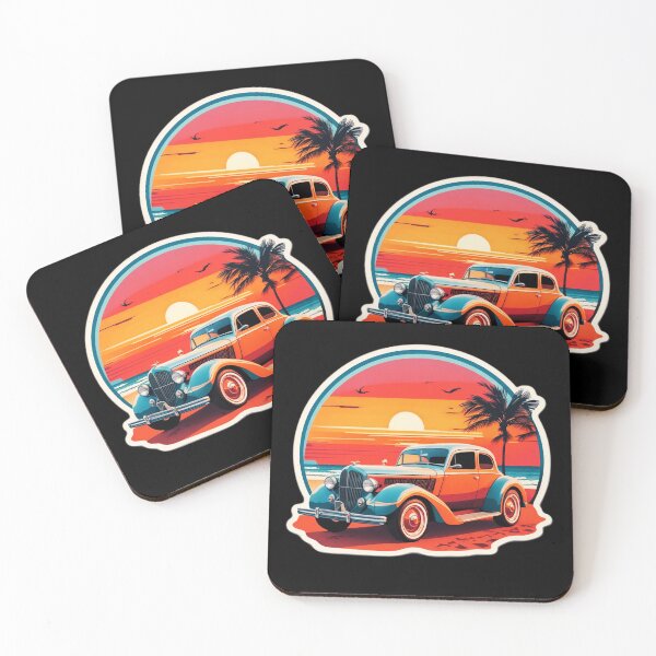 Item preview, Retro Car by the Ocean at Sunset designed and sold by NautiChic.