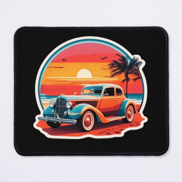 Item preview, Retro Car by the Ocean at Sunset designed and sold by NautiChic.