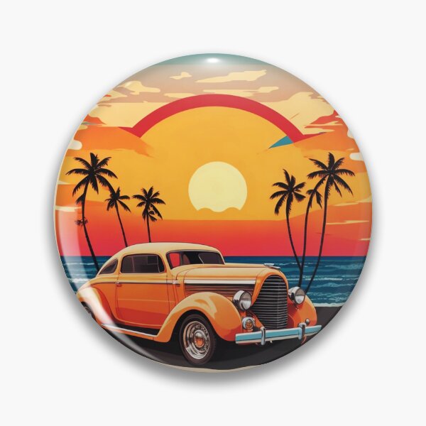 Item preview, Vintage Car by the Ocean at Sunset designed and sold by NautiChic.