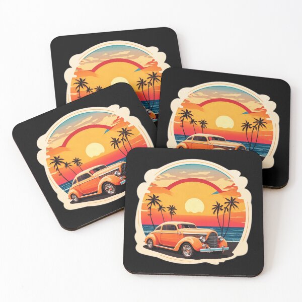 Item preview, Vintage Car by the Ocean at Sunset designed and sold by NautiChic.