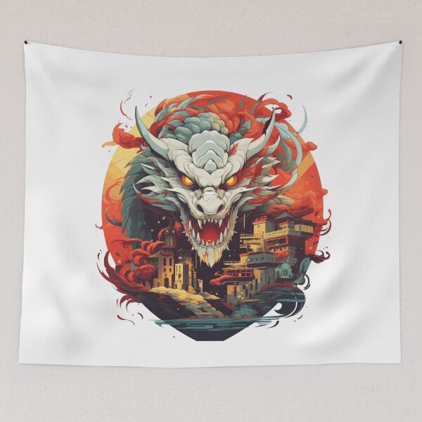 Item preview, Chinese Dragon and Town design designed and sold by slemfiskz.