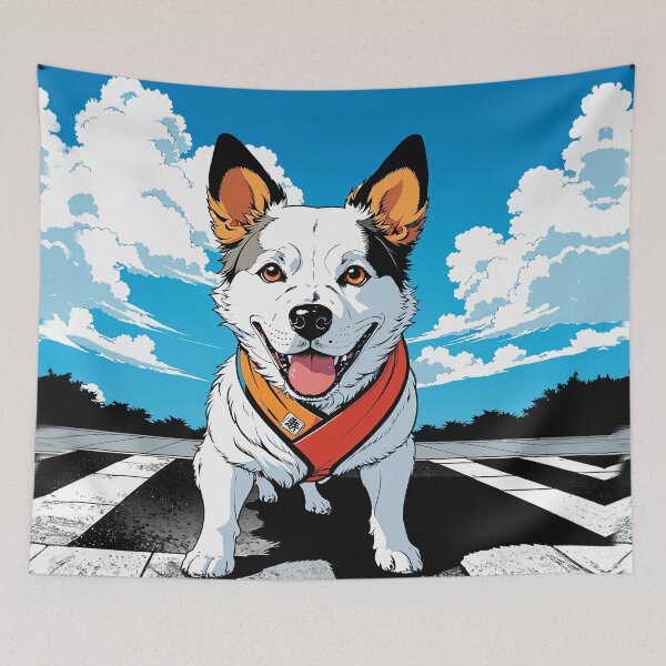 Item preview, The image portrays a vibrant illustration featuring a fluffy dog. designed and sold by yeekazar.