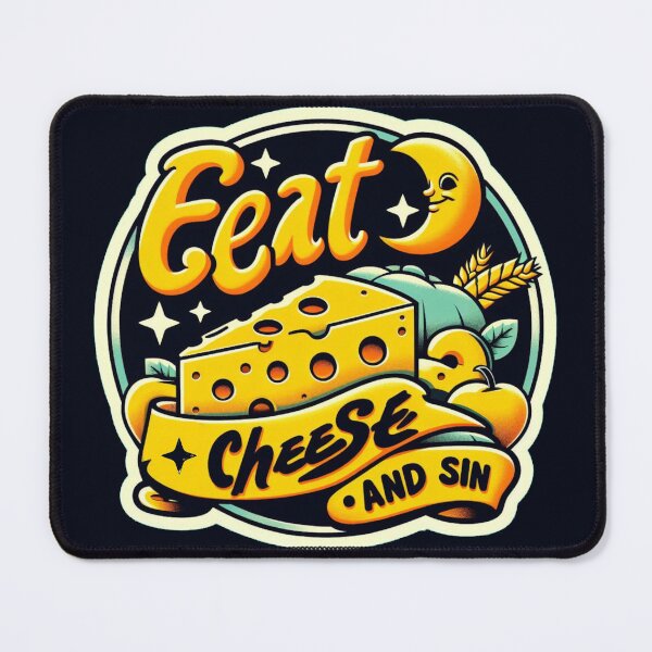 Item preview, Eat Cheese and Sin: A Cheesylicious Journey in Vibrant Yellow, Orange, and Brown designed and sold by SplashTastic.