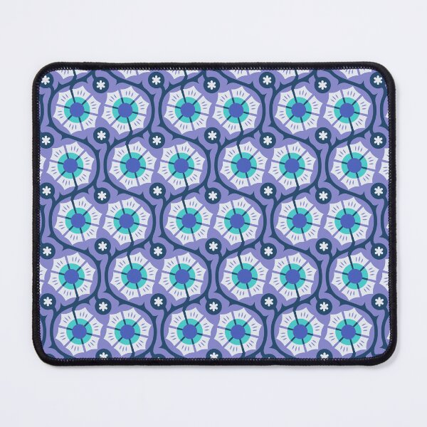Item preview, KF 0214 C - Vintage Retro Flowers on Thorny Vines 70s Pattern in Purple Cyan designed and sold by KhakiFinch.