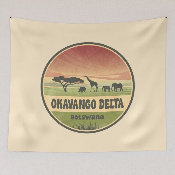 Item preview, Okavango Delta Botswana Vintage Safari Graphic designed and sold by CynthiaGraphics.