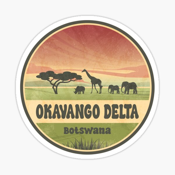 Artikel-Vorschau von Okavango Delta Botswana Vintage Safari-Grafik, designt und verkauft von CynthiaGraphics.