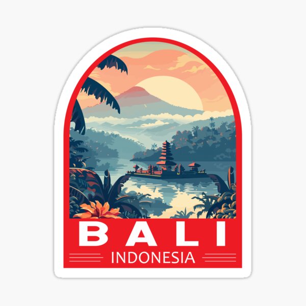 Item preview, Bali Indonesia Travel Art Emblem designed and sold by KrisSidDesigns.