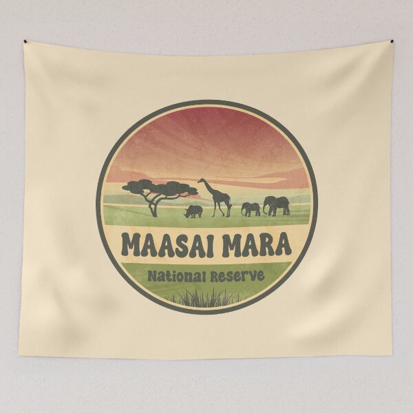 Item preview, Maasai Mara National Reserve Vintage Safari Graphic designed and sold by CynthiaGraphics.