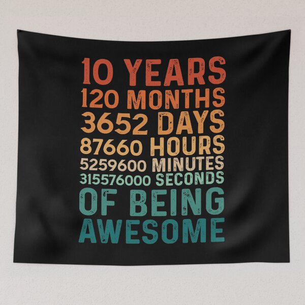 Item preview, Retro 10 Years 120 Months Of Being Awesome, 10th Birthday Boys Girls designed and sold by GPODdesign.