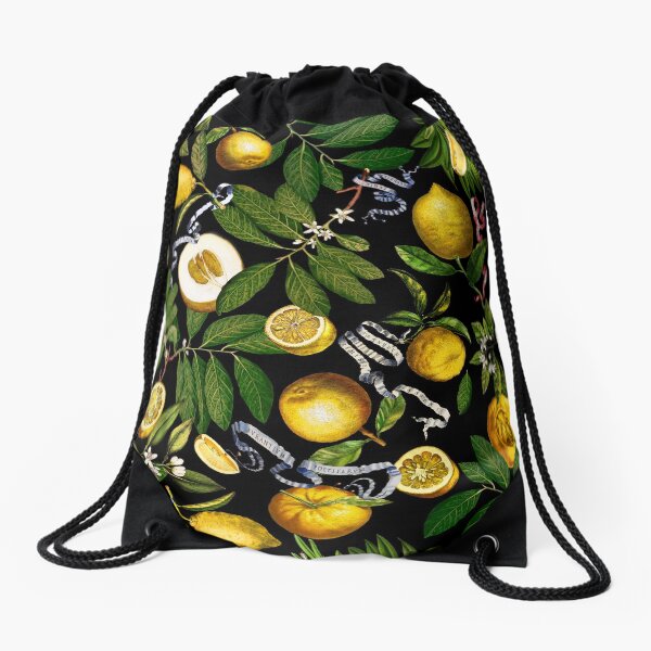 Lemon Tree - Black Drawstring Bag