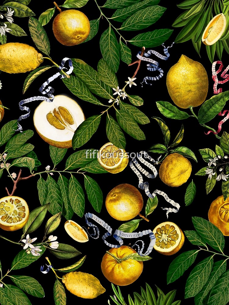 Aperçu 3 sur 3. Foulard avec l'œuvre Citronnier - Noir créée et vendue par fifikoussout.