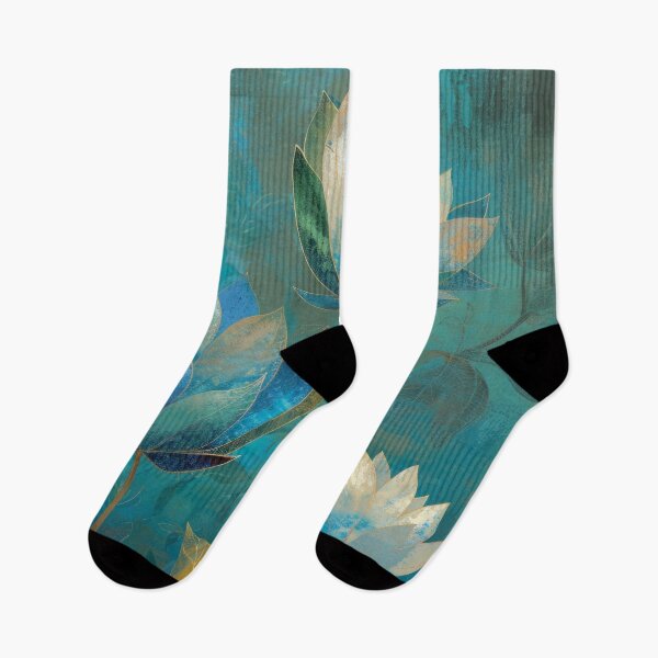 Item preview, Blue Teal Green Floral Watercolor Painting designed and sold by MargaretWiktor.