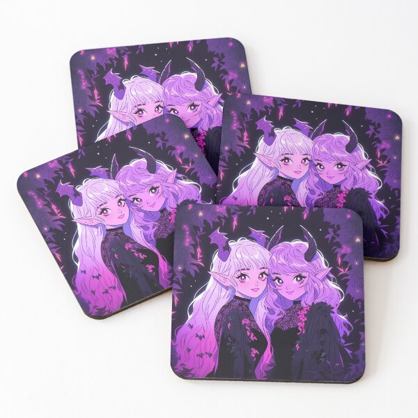 Item preview, Mystic Amethyst Twins Anime Girls designed and sold by bubblegoth.