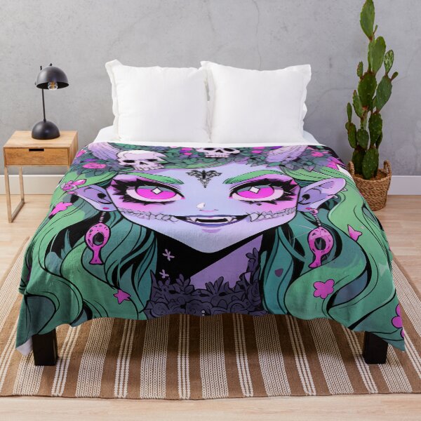 Item preview, Floral Pastel Skull Fantasy Anime Girl designed and sold by bubblegoth.