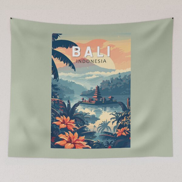 Item preview, Bali Indonesia Travel Art Vintage designed and sold by KrisSidDesigns.