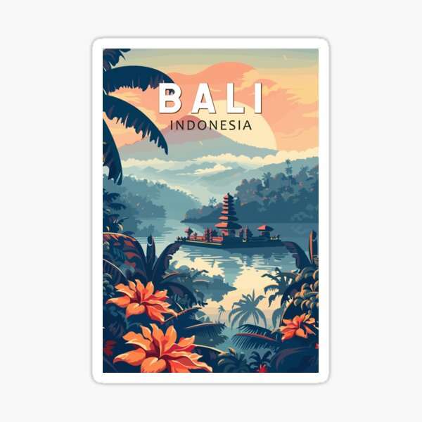 Aperçu de l'œuvre Bali Indonésie Voyage Art Vintage créée et vendue par KrisSidDesigns.