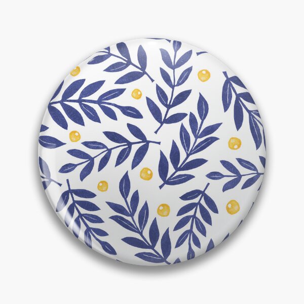 Item preview, Lino print leaves blue yellow designed and sold by Colorblizz.