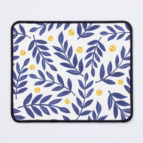 Item preview, Lino print leaves blue yellow designed and sold by Colorblizz.