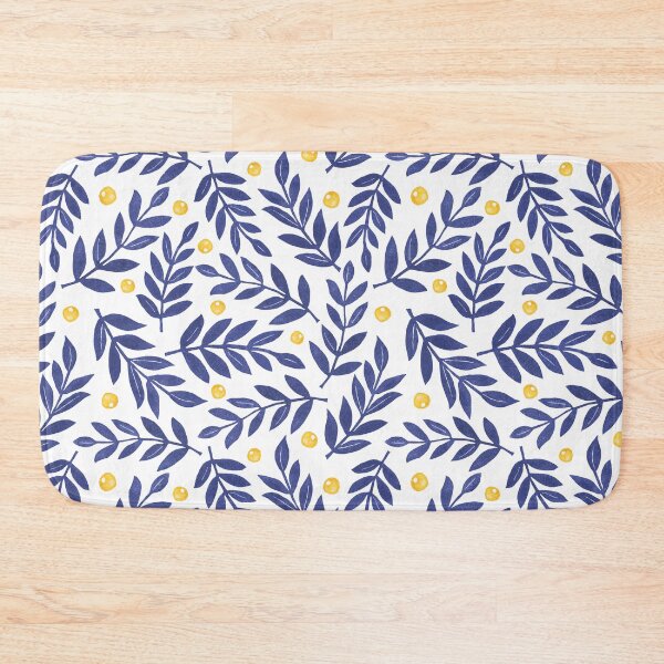 Item preview, Lino print leaves blue yellow designed and sold by Colorblizz.