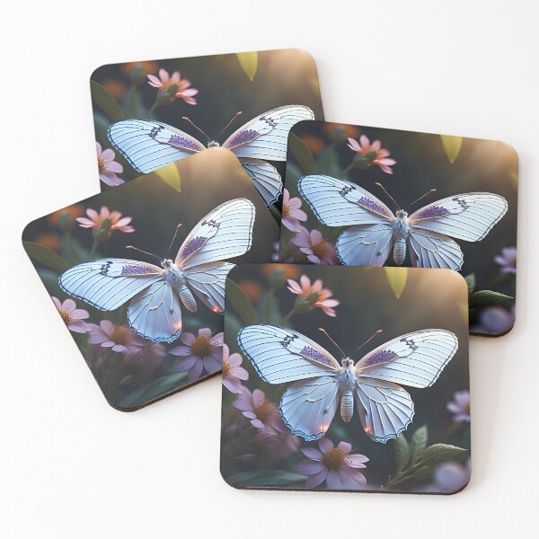 Item preview, Enchanting White Butterfly Among Pink Blossoms | AI Art designed and sold by marjessas-world.