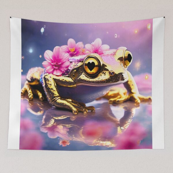 Item preview, amphibian golden frog and flowers designed and sold by janjacbu.
