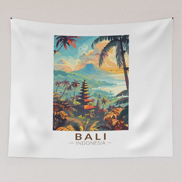 Item preview, Bali Indonesia Temples Travel Art Vintage designed and sold by KrisSidDesigns.