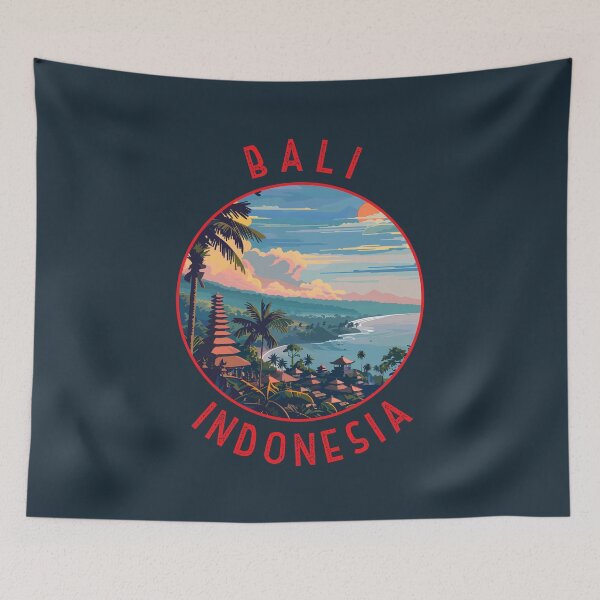 Item preview, Bali Indonesia Retro Distressed Circle designed and sold by KrisSidDesigns.