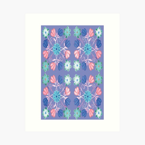 Aperçu de l'œuvre Couleurs pastel décor maximaliste art populaire fleurs brodées créée et vendue par T-Mex.