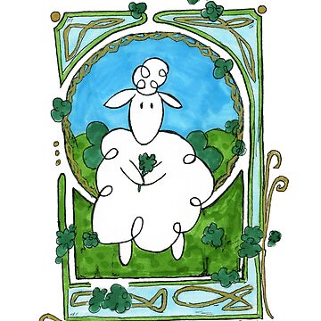 Artwork thumbnail, Art Nouveau Doodle of an Irish Sheep by ImagineMeraki