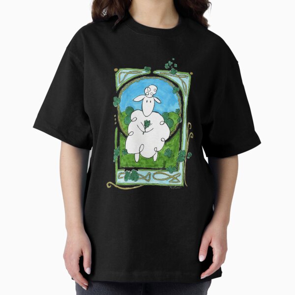 Art Nouveau Doodle of an Irish Sheep Oversized T-Shirt