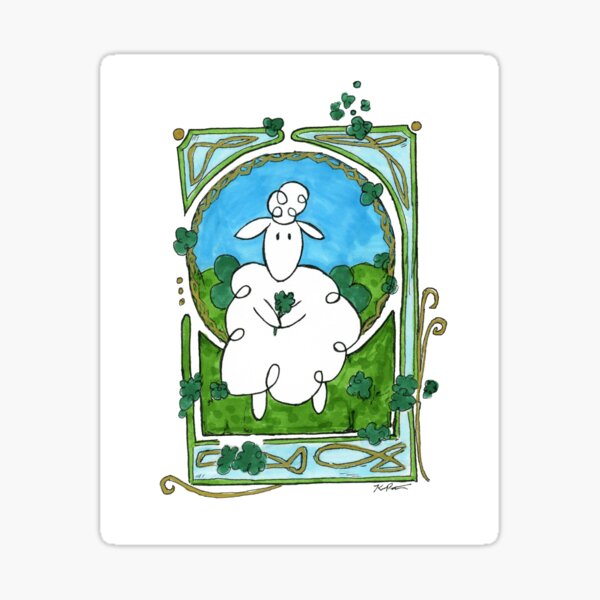 Art Nouveau Doodle of an Irish Sheep Sticker